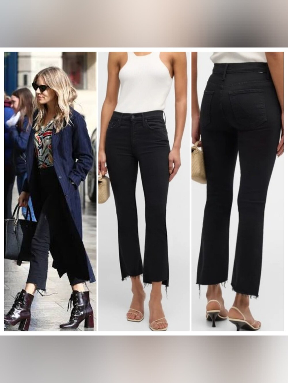 MOTHER Denim | The Insider Crop Step Fray Not Guilty Black High Rise 29